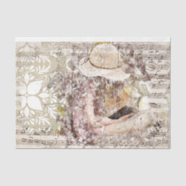 Papel De Seda Art Collage Chica Music 26 Decoupage