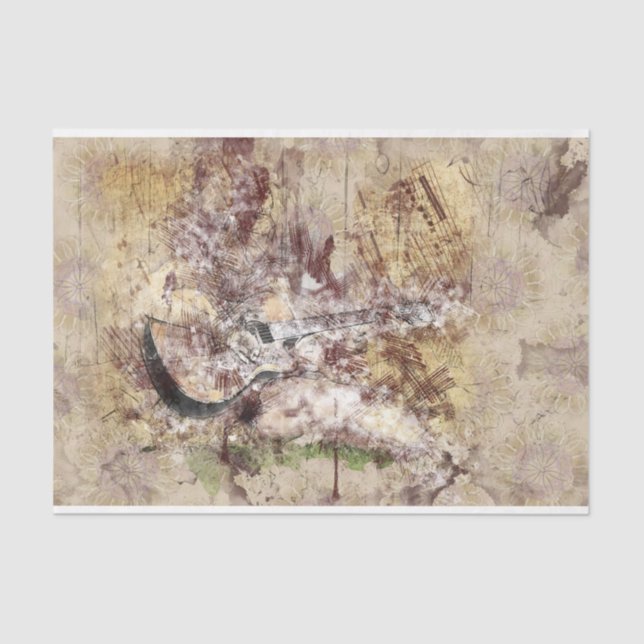 Papel De Seda Art Collage Guitar Music 33 Decoupage (Anverso)