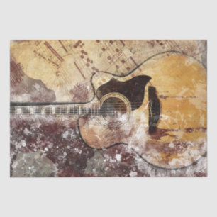 Papel De Seda Art Collage Guitar Music 34 15x20 Decoupage