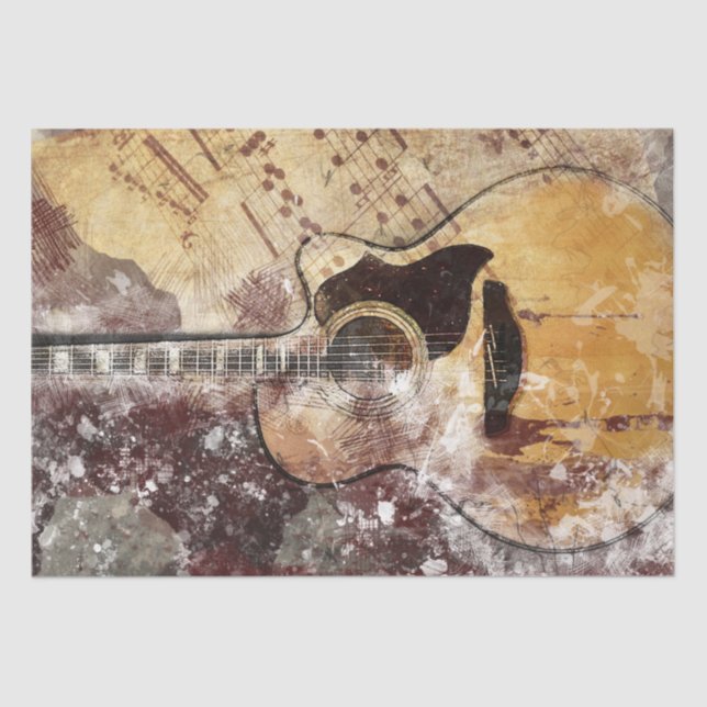 Papel De Seda Art Collage Guitar Music 34 15x20 Decoupage (Anverso)