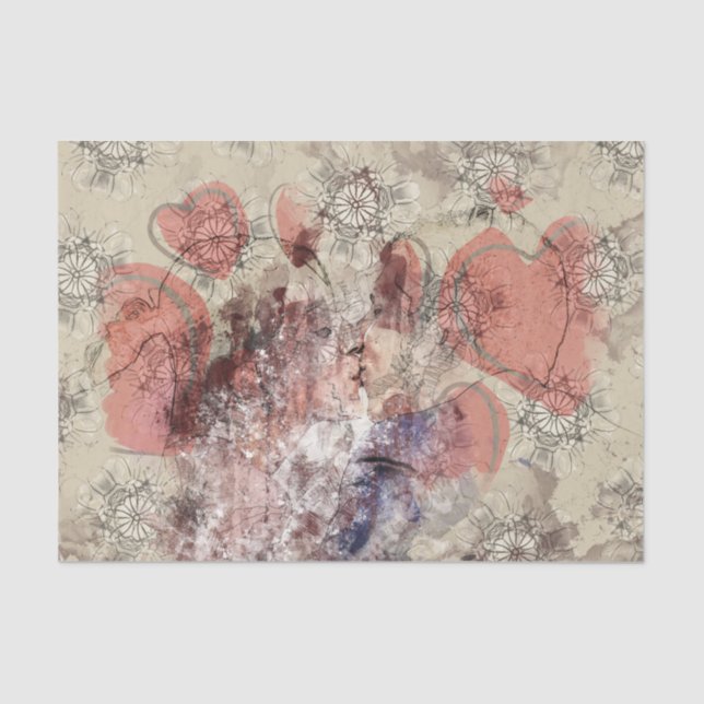 Papel De Seda Art Collage Hearts 24 Decoupage (Anverso)