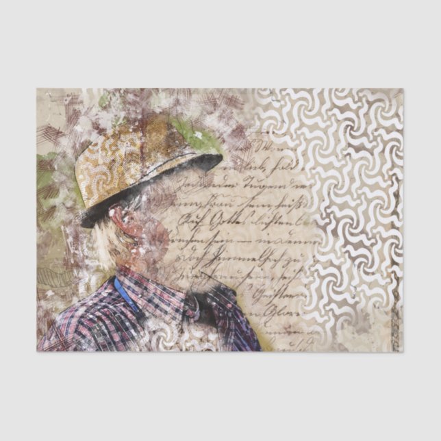 Papel De Seda Art Collage Man 27 Decoupage (Anverso)