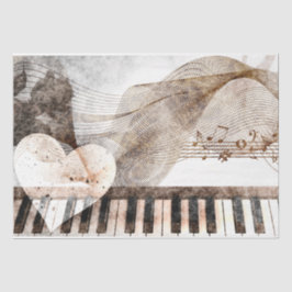 Papel De Seda Art Collage Music Piano 30 Decoupage