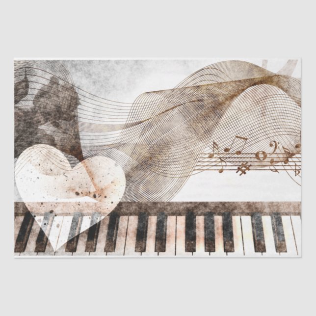 Papel De Seda Art Collage Music Piano 30 Decoupage (Anverso)