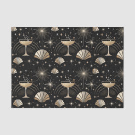 Papel De Seda Art Deco Champagne Constellations Night Pattern