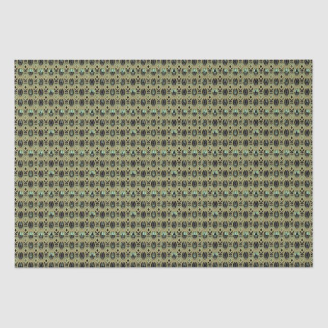 Papel De Seda Art Deco de Esmeralda y Oro (Anverso)