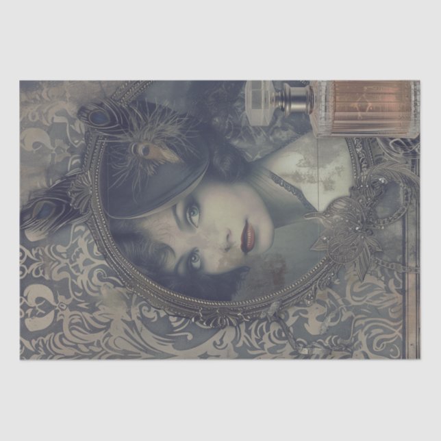 Papel De Seda Art Deco del Chica de Flapper Perfume de los años  (Anverso)