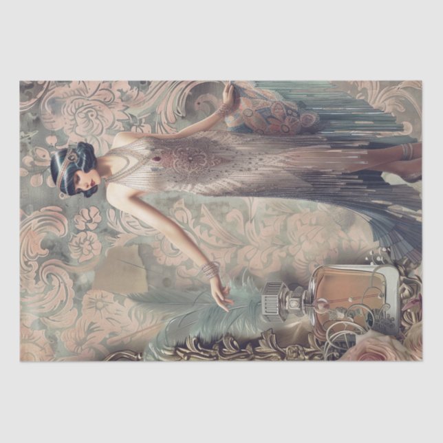 Papel De Seda Art Deco del Chica de Flapper Perfume de los años  (Anverso)