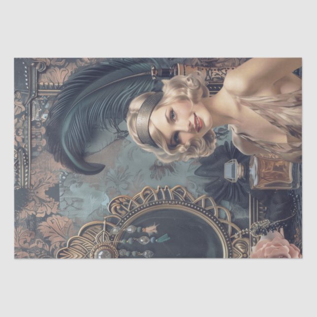 Papel De Seda Art Deco del Chica de Flapper Perfume de los años  (Anverso)