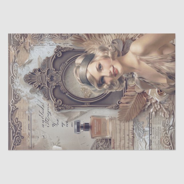 Papel De Seda Art Deco del Chica de Flapper Perfume de los años  (Anverso)
