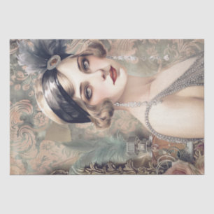 Papel De Seda Art Deco del Chica de Flapper Perfume de los años