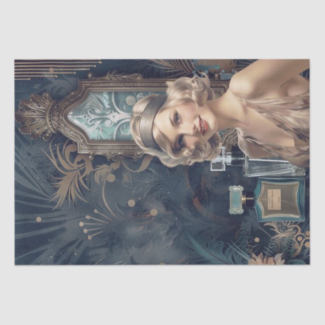 Papel De Seda Art Deco del Chica de Flapper Perfume de los años  (Anverso)