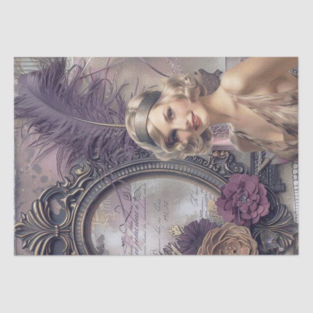 Papel De Seda Art Deco del Chica de Flapper Perfume de los años  (Anverso)