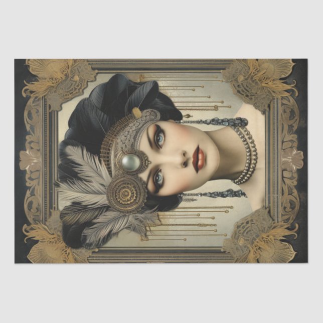 Papel De Seda Art Deco del flapper Chica de los años 20 (Anverso)