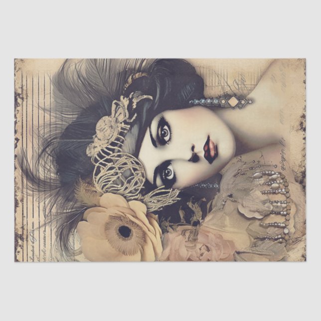 Papel De Seda Art Deco del flapper Chica de los años 20 (Anverso)