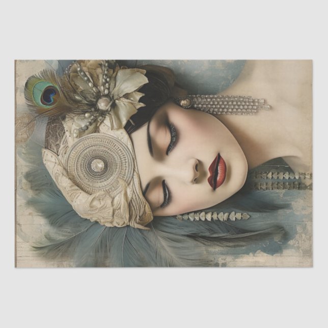 Papel De Seda Art Deco del flapper Chica de los años 20 (Anverso)