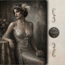 Papel De Seda Art Deco Flapper Perla Glam Decoupage