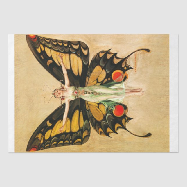 Papel De Seda Art Deco Mariposa Fairy FX Leyendecker Decoupage (Anverso)