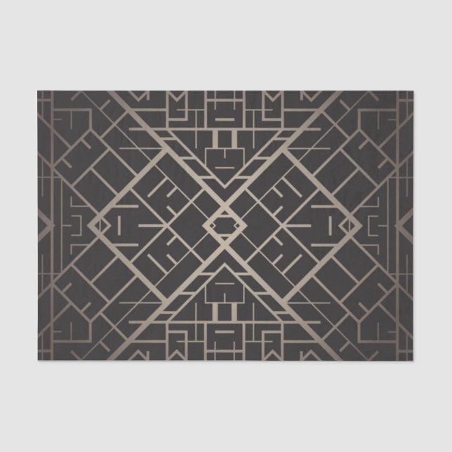 Papel De Seda Art déco, nouveau, plata, negro, elegante, (Anverso)
