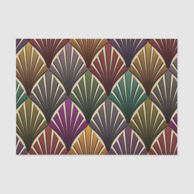 Papel De Seda art déco, nouveau, verde caqui, azul marino, (Anverso)