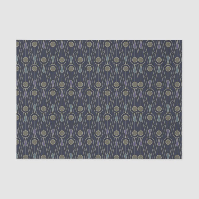 Papel De Seda Art Deco pattern with geometric shapes in gold (Anverso)