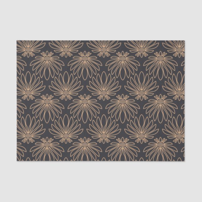 Papel De Seda Art Deco pattern with gold floral motifs  (Anverso)
