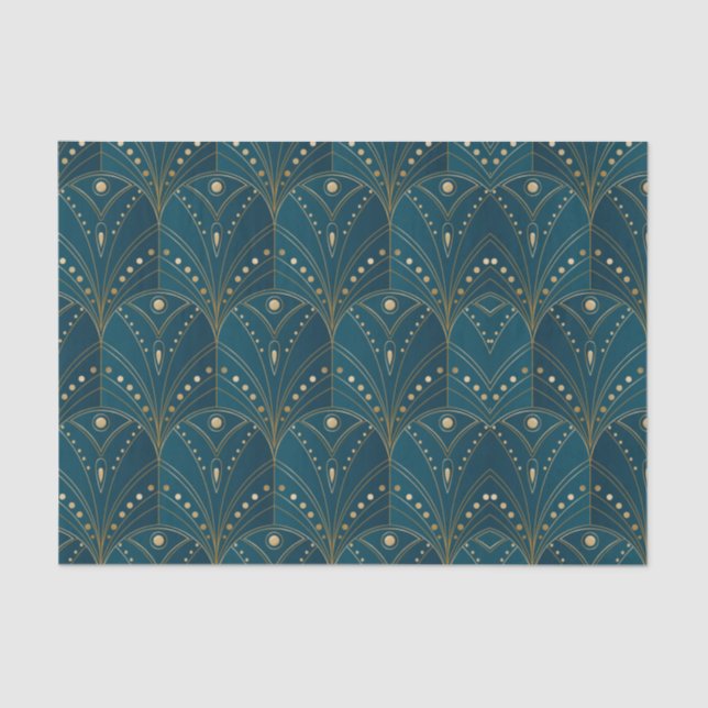 Papel De Seda Art Deco pattern with gold geometric shapes (Anverso)