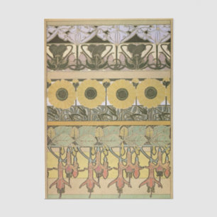 Papel De Seda Art nouveau alphonse mucha fucsia girasol flora