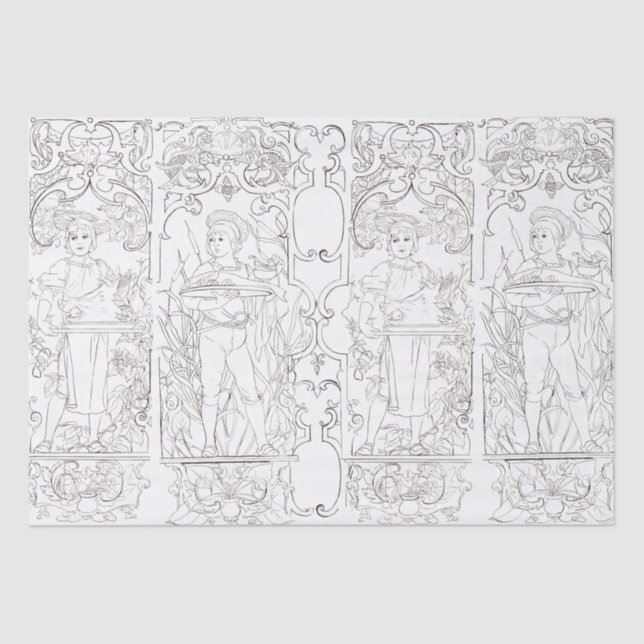 Papel De Seda Art Nouveau Black White Cooks Decoupage (Anverso)