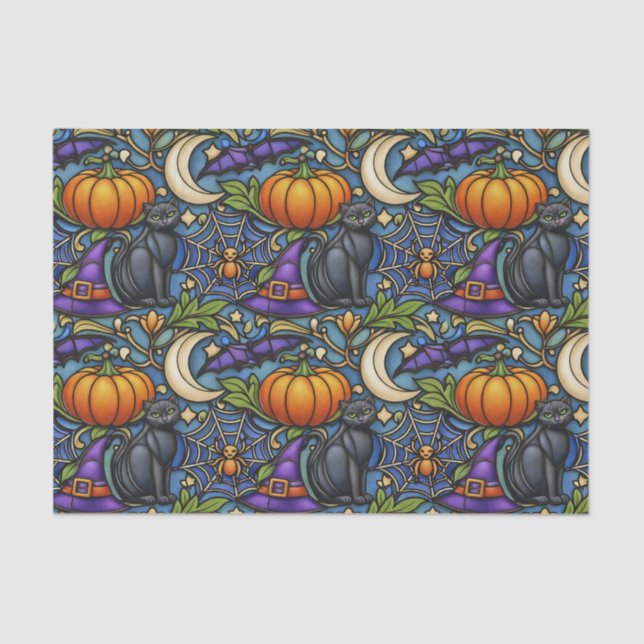 Papel De Seda Art Nouveau Blue Halloween (Anverso)