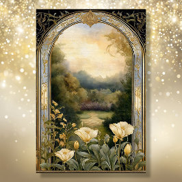 Papel De Seda Art Nouveau Cream Floral Blue n Gold Ephemera 2A