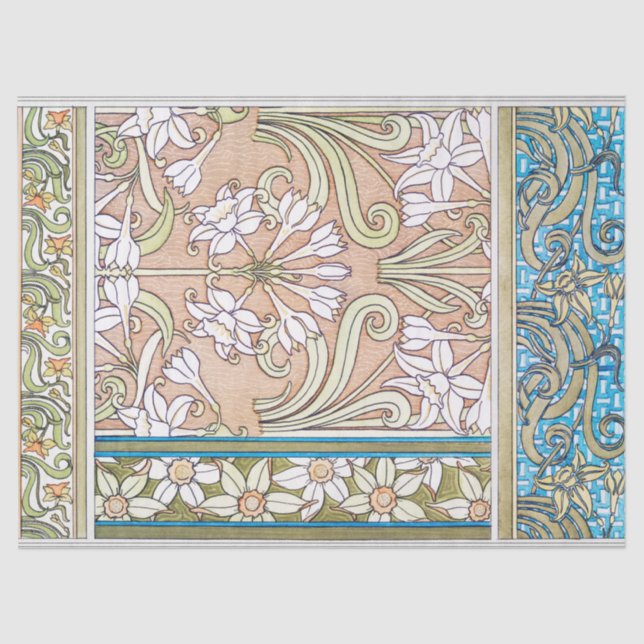 Papel De Seda Art Nouveau daffodil Verneui arte textil de flores (Anverso)