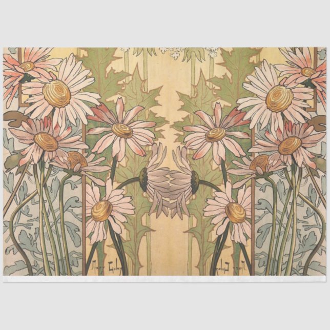 Papel De Seda art nouveau daisy y dandelion 3 (Anverso)