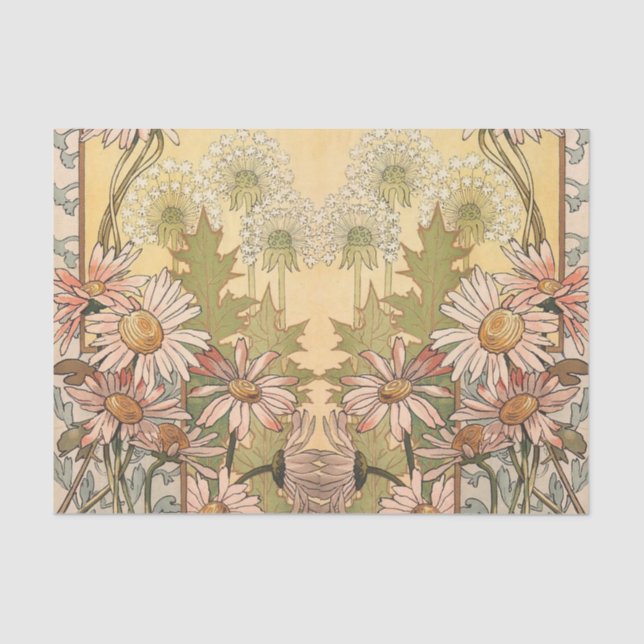 Papel De Seda art nouveau daisy y dandelion 4 (Anverso)