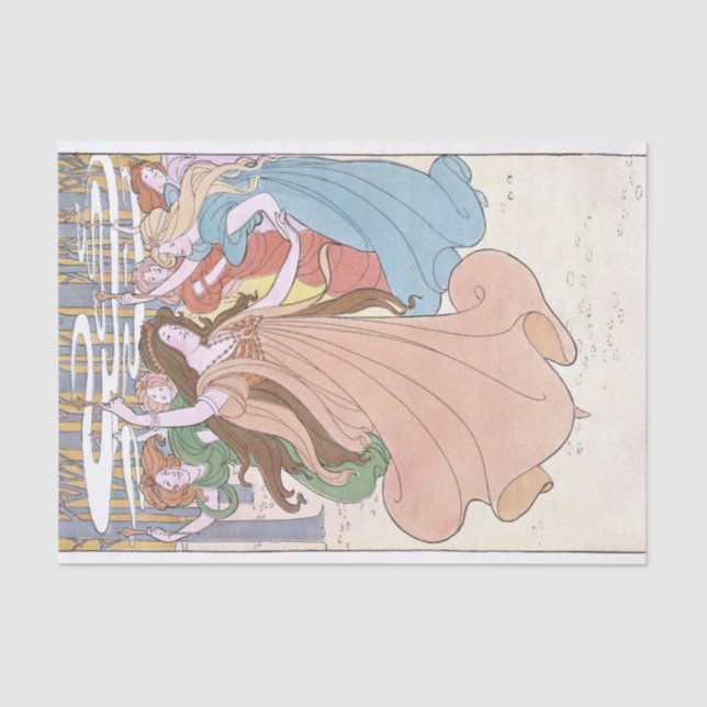 Papel De Seda Art Nouveau Dancing Women Fairy Decoup (Anverso)
