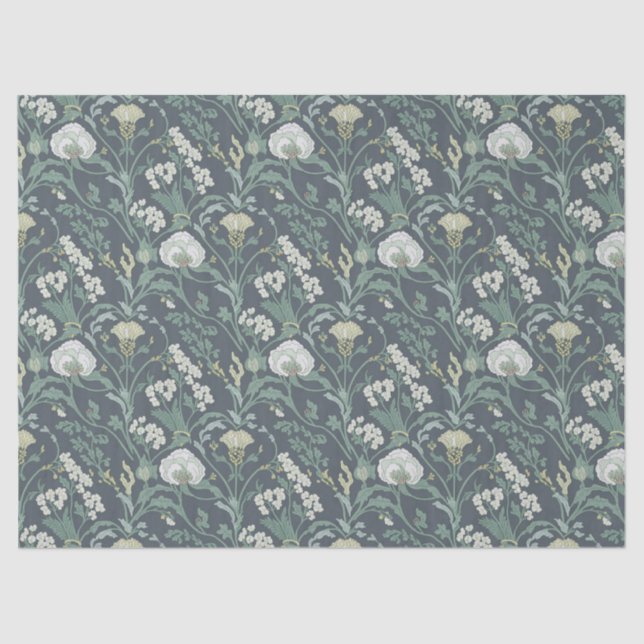 Papel De Seda Art Nouveau Floral Cream Green (Anverso)