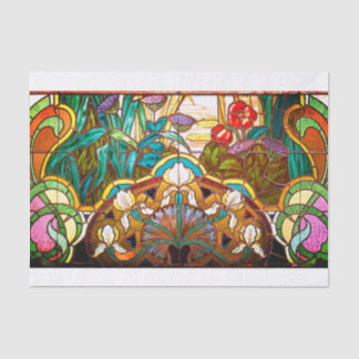 Papel De Seda Art nouveau floral stained glass look window 
