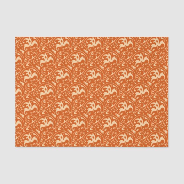 Papel De Seda Art Nouveau Ikat - Naranja mandarín (Anverso)