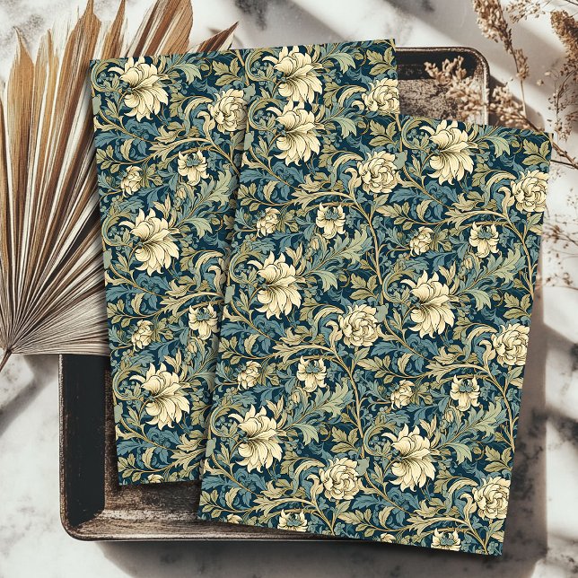 Papel De Seda Art Nouveau Morris flores beige salvia pastel (Art nouveau Morris ivory beige flowers sage pastel Tissue Paper)