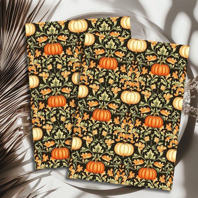Papel De Seda Art Nouveau Morris otoño hojas de otoño calabaza (Art nouveau Morris fall autumn leaves pumpkin Tissue Paper)