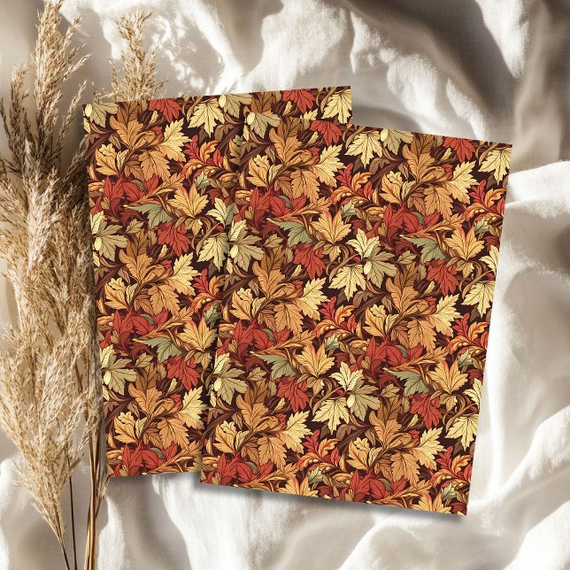 Papel De Seda Art Nouveau Morris otoño hojas naranja rojo (Art nouveau Morris fall autumn leaves orange red Tissue Paper)