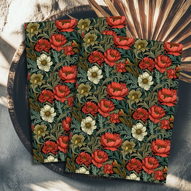 Papel De Seda Art Nouveau Morris terracota flores verde pastel (Art nouveau Morris terracotta flowers pastel green Tissue Paper)