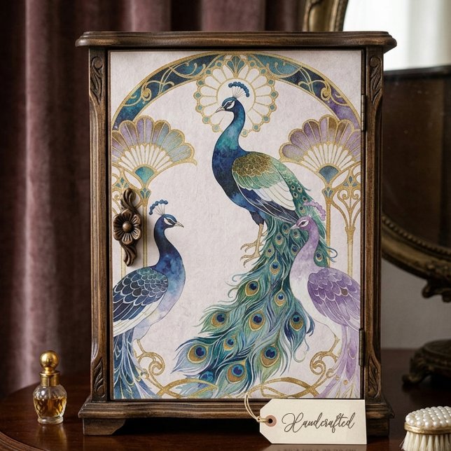 Papel De Seda Art Nouveau Peacock Floral Gold Effect TMF26 (Vintage Art Nouveau Peacock Tissue Paper with Elegant Teal and Gold Faux Effect Floral Arch.)