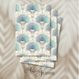 Papel De Seda Art Nouveau Peacock Mariposa Marfil Decoupage