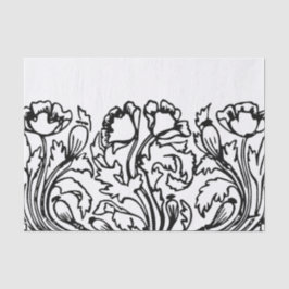 Papel De Seda Art nouveau poppy floral black white elegant 