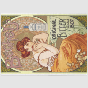 Papel De Seda Art Nouveau Poster Lady 18 Decoupage