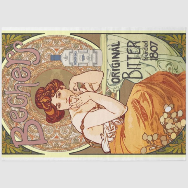 Papel De Seda Art Nouveau Poster Lady 18 Decoupage (Anverso)
