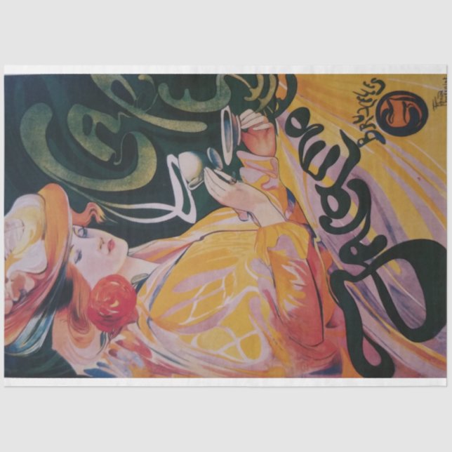 Papel De Seda Art Nouveau Poster Lady Decoupage (Anverso)