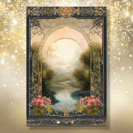 Papel De Seda Art Nouveau Rococo Castle Naval n Gold Ephemera 5A