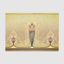 Papel De Seda Art Nouveau tulipán floral rosa y dorado elegante